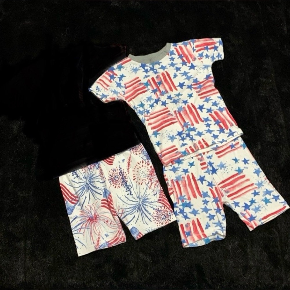 Burt's Bees Red White and Blue Stars & Stripes Kids Pajama Set